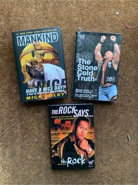 WWE Autobiography Book Trio - Mankind, Stone Cold, The Rock